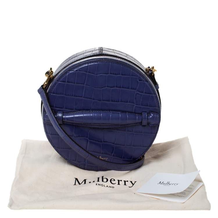 Pre Owned Mulberry Purple Croc Embossed Leather Trunk Bag	