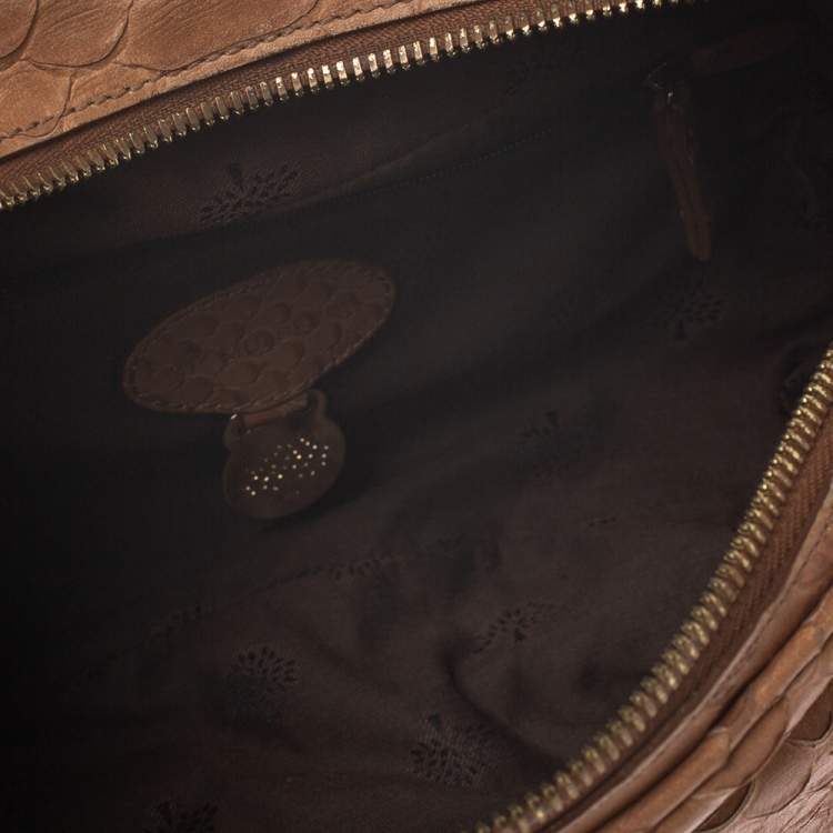 Pre Owned Mulberry Light Brown Python Embossed Leather Alexa Camera Bag