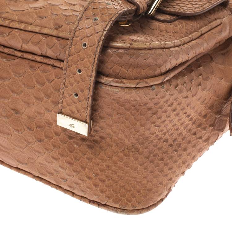 Pre Owned Mulberry Light Brown Python Embossed Leather Alexa Camera Bag