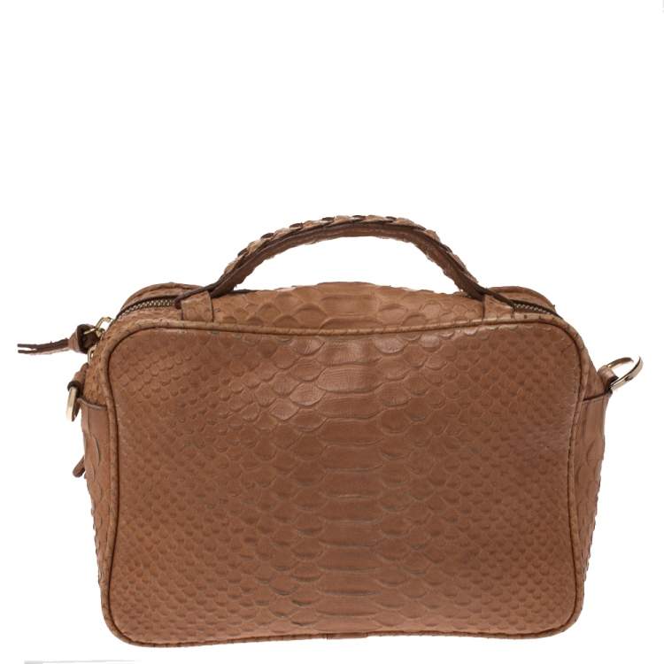 Pre Owned Mulberry Light Brown Python Embossed Leather Alexa Camera Bag