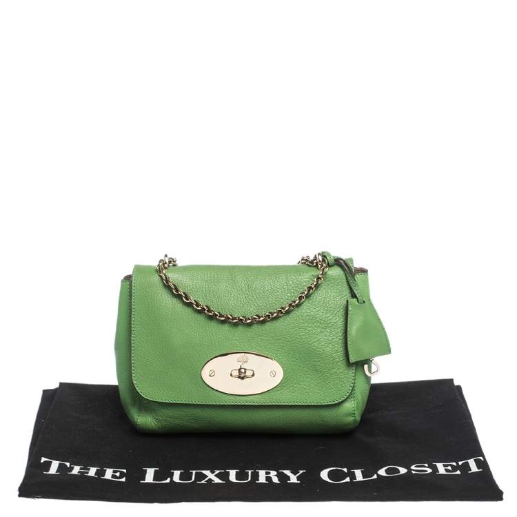Pre Owned Mulberry Green Leather Small Lily Shoulder Bag