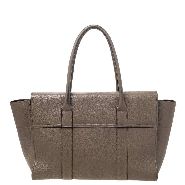 Pre Owned Mulberry Khaki Leather Bayswater Satchel