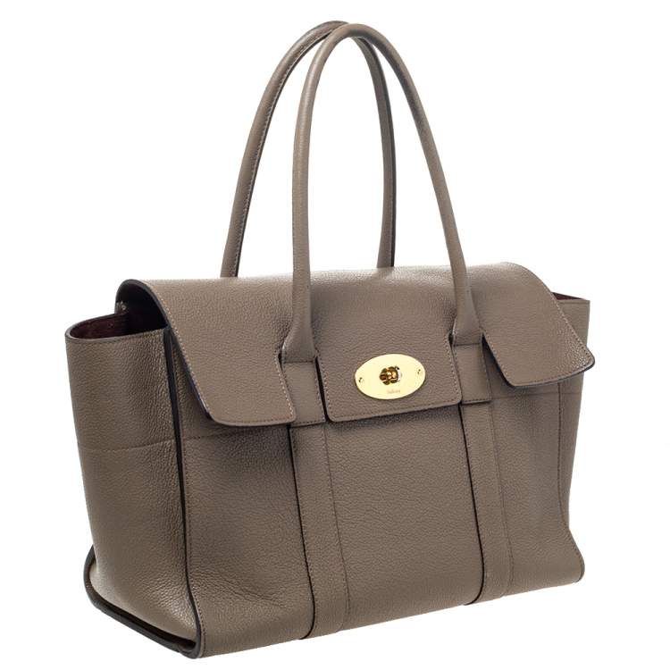 Pre Owned Mulberry Khaki Leather Bayswater Satchel