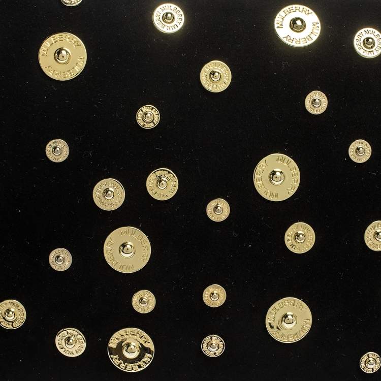 Pre Owned Mulberry Black Suede Studded Flap Clutch