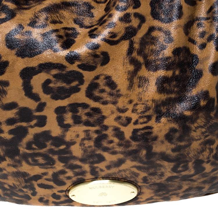 Pre Owned Mulberry Brown/Black Leopard Print Leather Mitzy Hobo