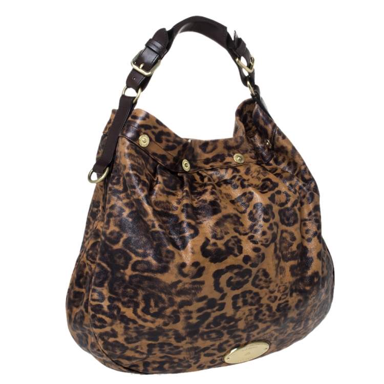 Pre Owned Mulberry Brown/Black Leopard Print Leather Mitzy Hobo