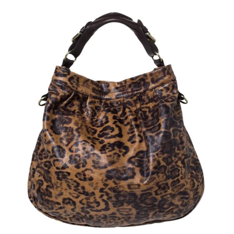 Pre Owned Mulberry Brown/Black Leopard Print Leather Mitzy Hobo
