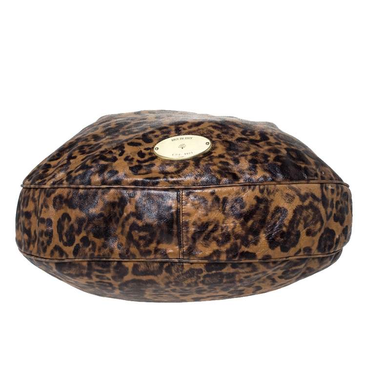 Pre Owned Mulberry Brown/Black Leopard Print Leather Mitzy Hobo