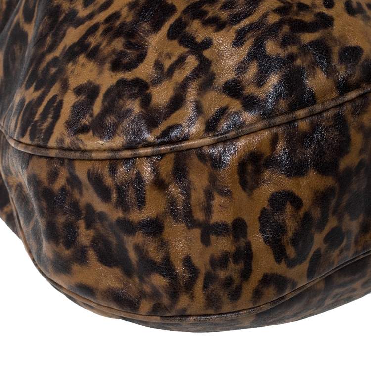 Pre Owned Mulberry Brown/Black Leopard Print Leather Mitzy Hobo