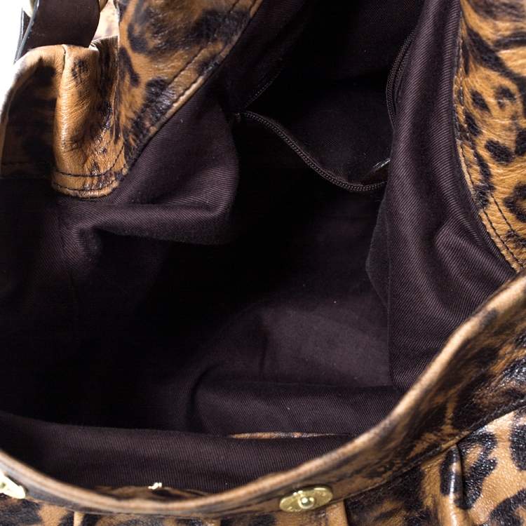 Pre Owned Mulberry Brown/Black Leopard Print Leather Mitzy Hobo