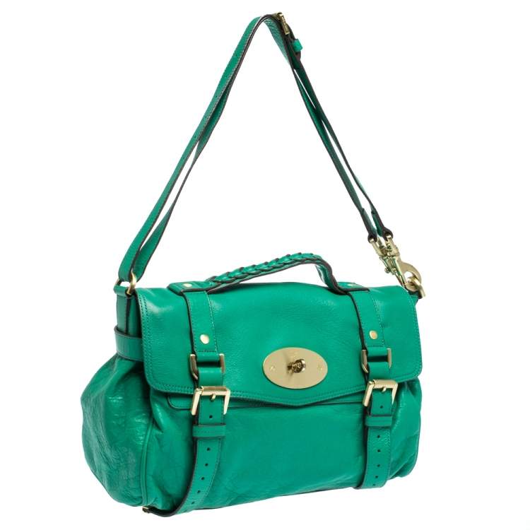 Pre Owned Mulberry Green Leather Alexa Satchel