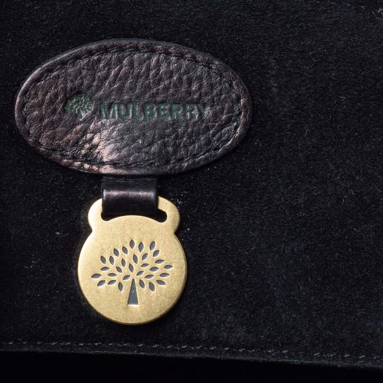 Pre Owned Mulberry Black Croc Embossed Leather Bayswater Satchel