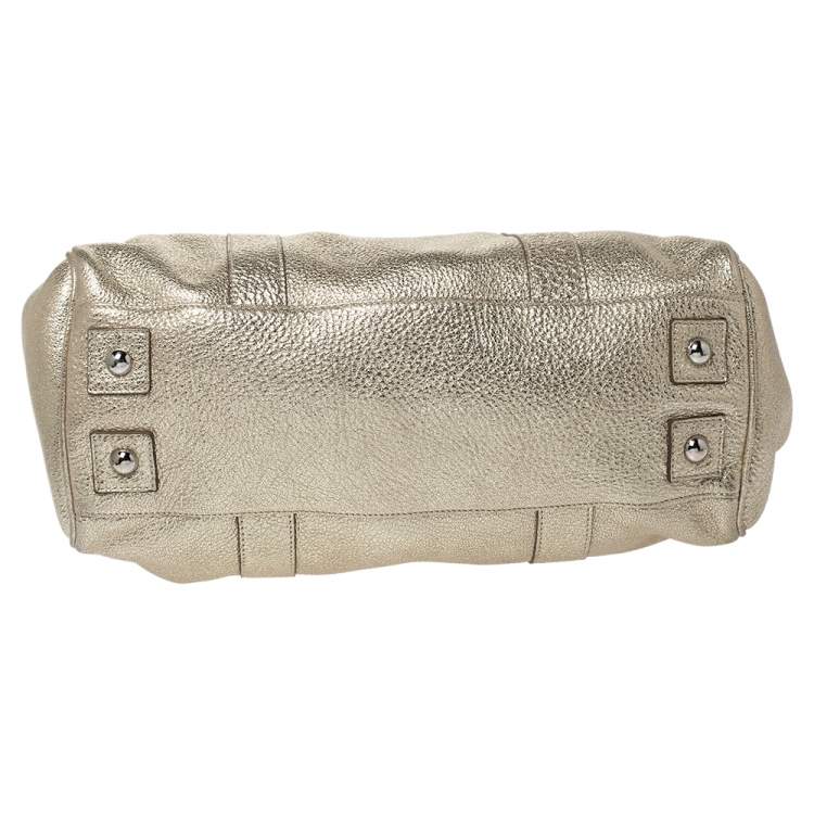 Pre Owned Mulberry Metallic Gold Crinkle Leather Bayswater Satchel