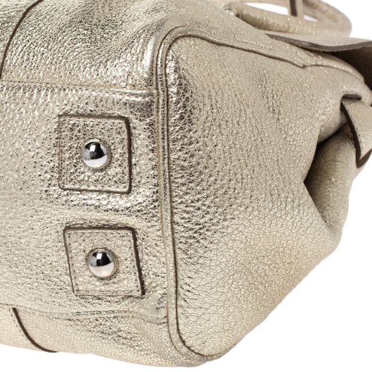 Pre Owned Mulberry Metallic Gold Crinkle Leather Bayswater Satchel