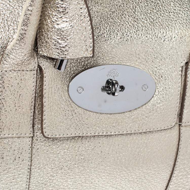 Pre Owned Mulberry Metallic Gold Crinkle Leather Bayswater Satchel