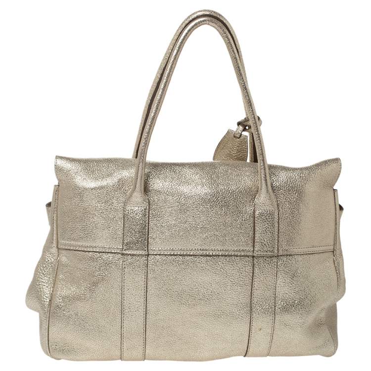 Pre Owned Mulberry Metallic Gold Crinkle Leather Bayswater Satchel