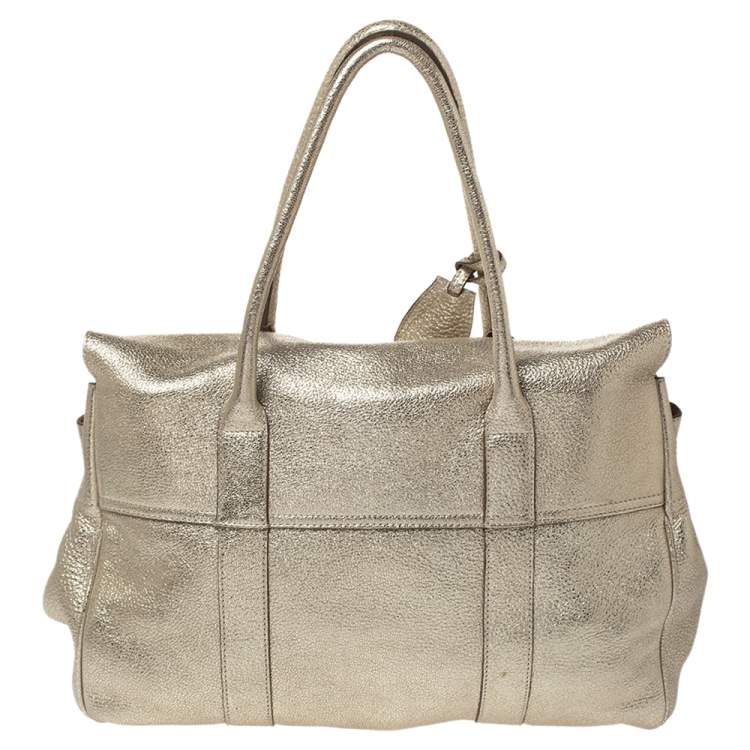 Pre Owned Mulberry Metallic Gold Crinkle Leather Bayswater Satchel