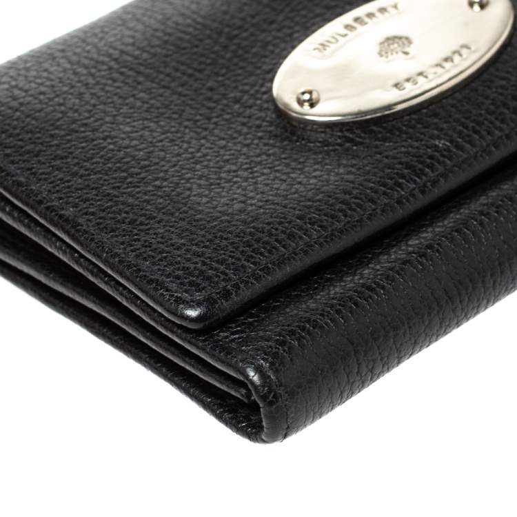 Pre Owned Mulberry Black Leather Compact Wallet