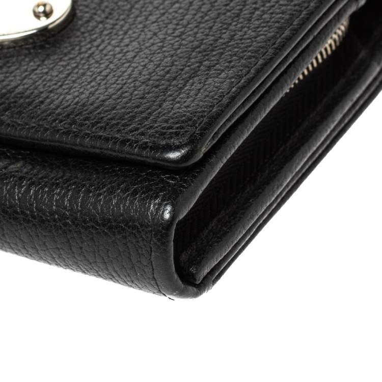 Pre Owned Mulberry Black Leather Compact Wallet
