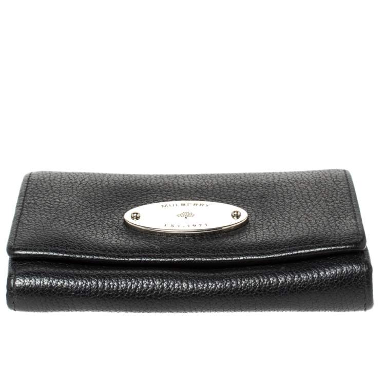 Pre Owned Mulberry Black Leather Compact Wallet