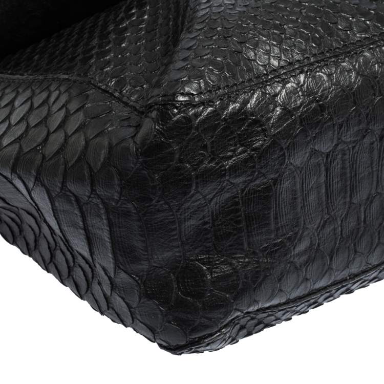 Pre Owned Mulberry Black Python Embossed Leather Lily Crossbody Bag
