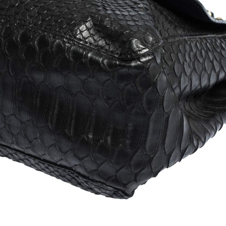 Pre Owned Mulberry Black Python Embossed Leather Lily Crossbody Bag