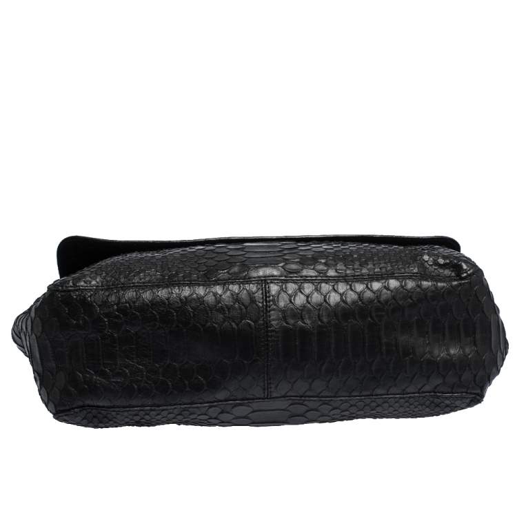 Pre Owned Mulberry Black Python Embossed Leather Lily Crossbody Bag