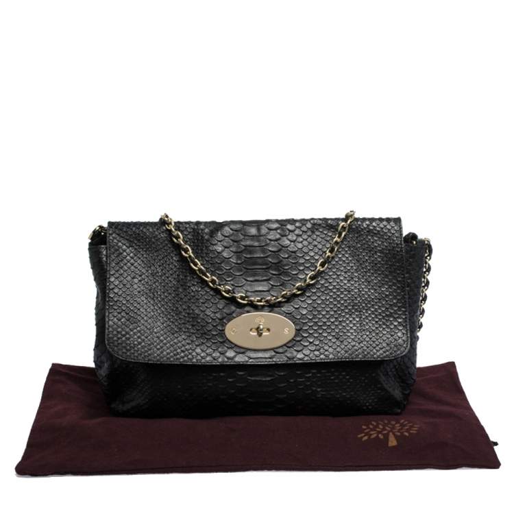 Pre Owned Mulberry Black Python Embossed Leather Lily Crossbody Bag