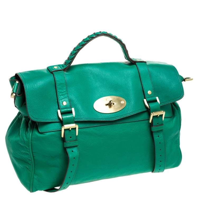 مملوكة مسبقًا Mulberry Green Leather Oversized Alexa Satchel