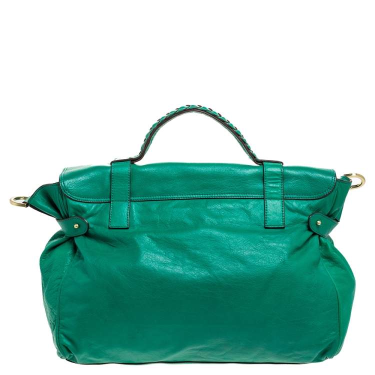 مملوكة مسبقًا Mulberry Green Leather Oversized Alexa Satchel