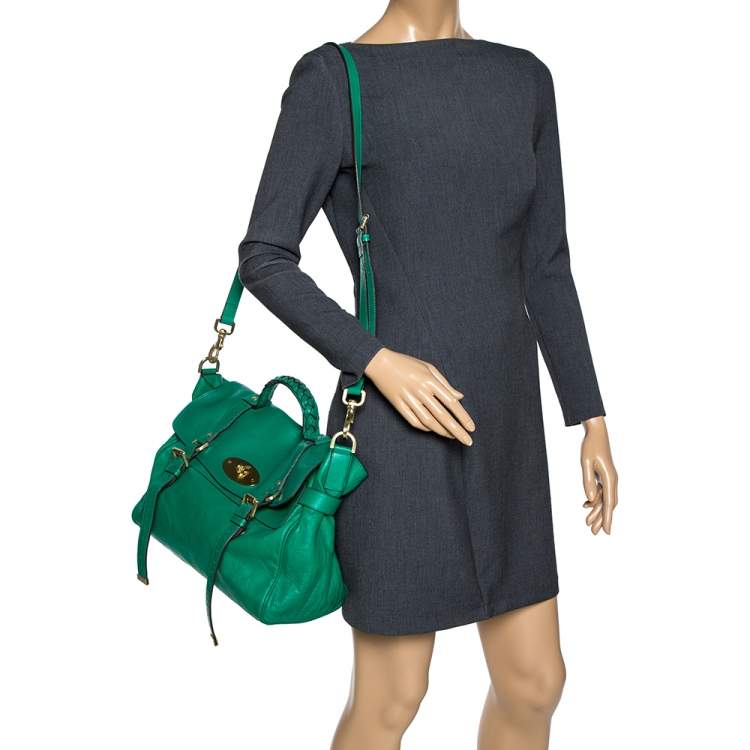 مملوكة مسبقًا Mulberry Green Leather Oversized Alexa Satchel