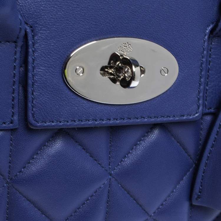 Pre Owned Mulberry Blue Quilted Leather Mini Cara Delevingne Backpack