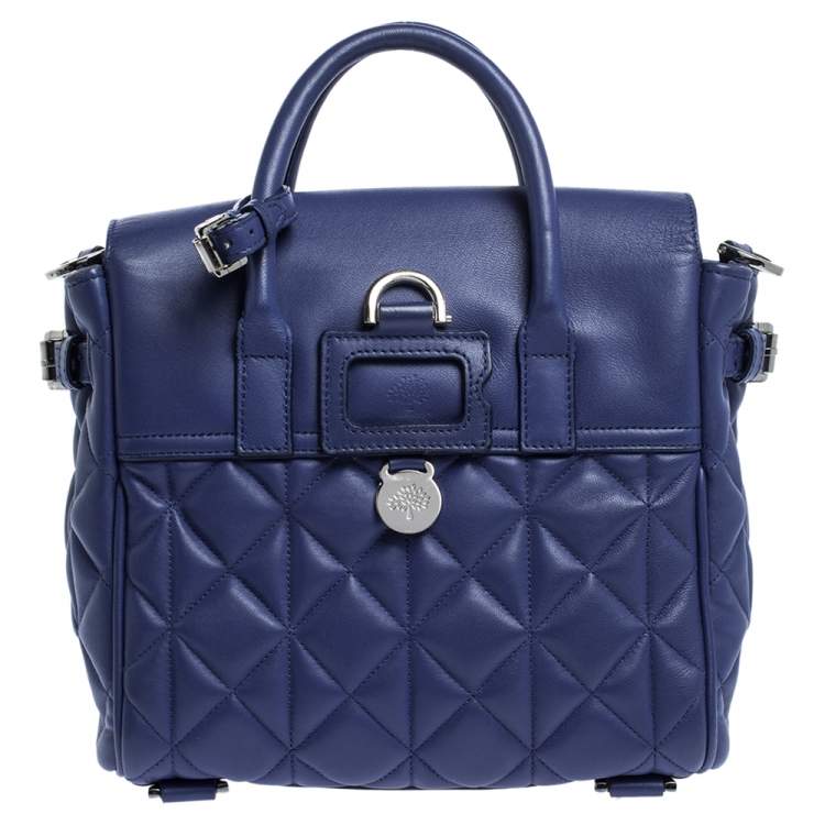 Pre Owned Mulberry Blue Quilted Leather Mini Cara Delevingne Backpack