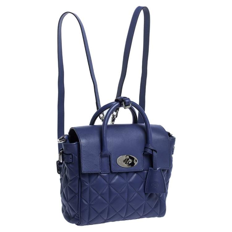 Pre Owned Mulberry Blue Quilted Leather Mini Cara Delevingne Backpack