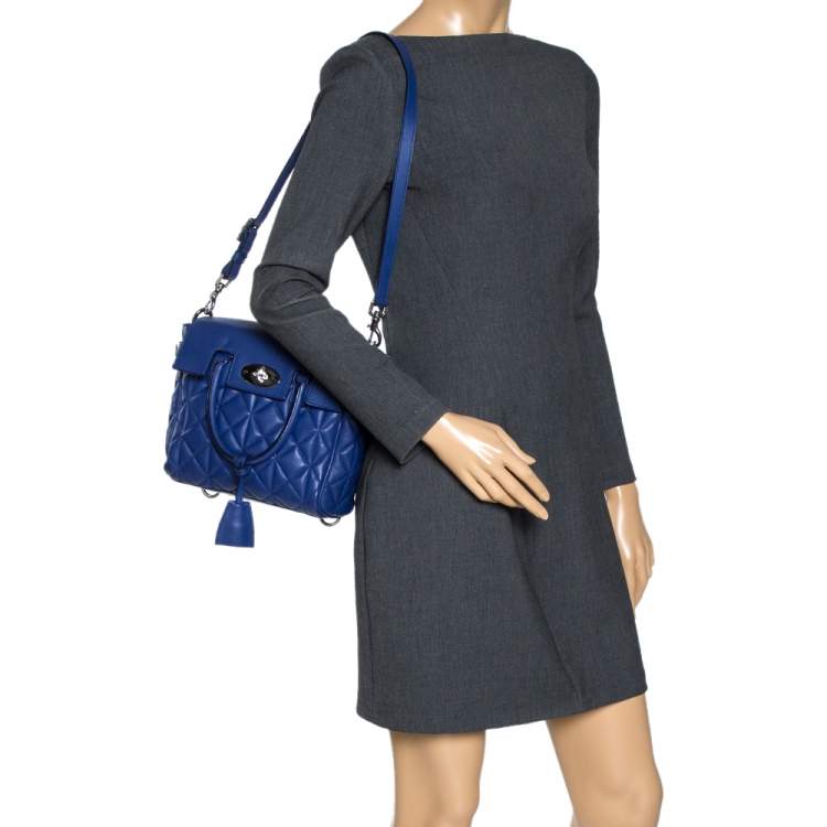 Pre Owned Mulberry Blue Quilted Leather Mini Cara Delevingne Backpack