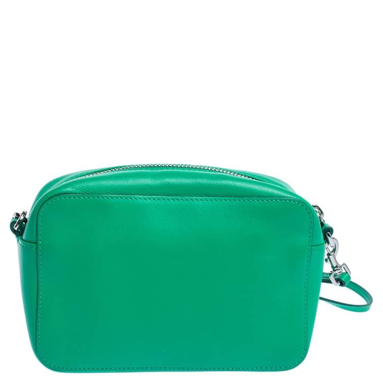 Pre Owned Mulberry Green Perforated Logo Leather Crossbody Bag
