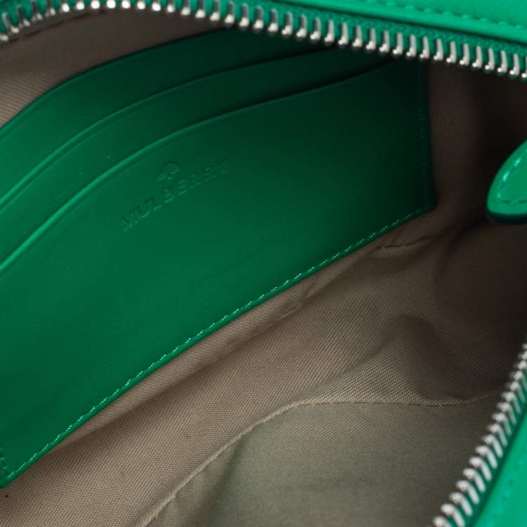 Pre Owned Mulberry Green Perforated Logo Leather Crossbody Bag