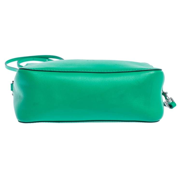 Pre Owned Mulberry Green Perforated Logo Leather Crossbody Bag