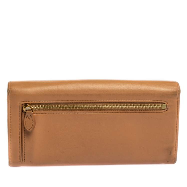 Pre Owned Mulberry Beige Leather Bow Continental Wallet