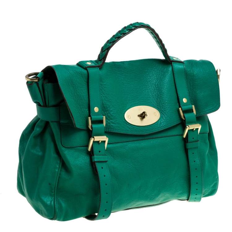 مملوكة مسبقًا Mulberry Green Leather Oversized Alexa Satchel