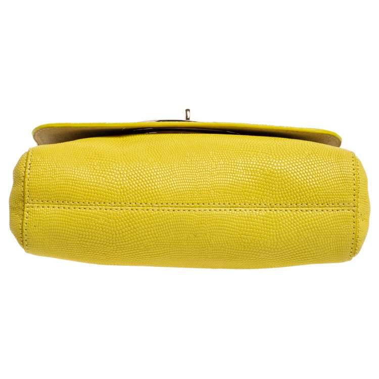 Pre Owned Mulberry Yellow Lizard Embossed Leather Shoulder Bag