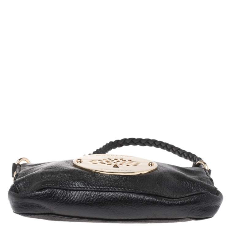 Pre Owned Mulberry Black Leather Daria Wristlet Clutch