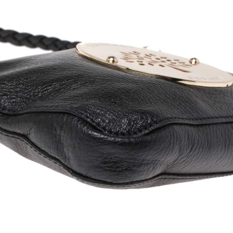 Pre Owned Mulberry Black Leather Daria Wristlet Clutch
