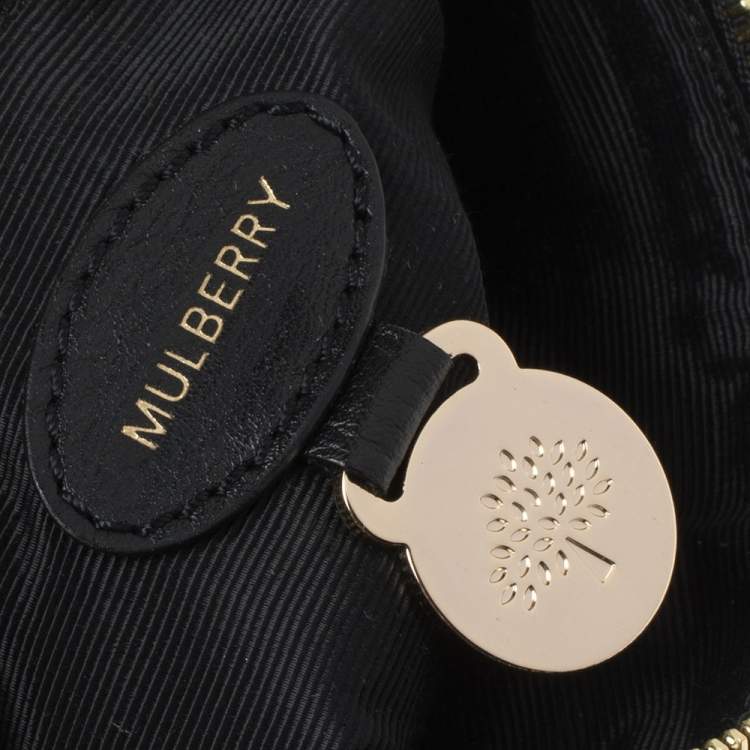 Pre Owned Mulberry Black Leather Daria Wristlet Clutch