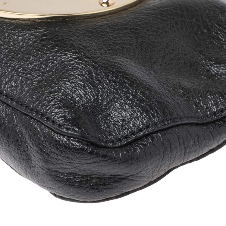 Pre Owned Mulberry Black Leather Daria Wristlet Clutch