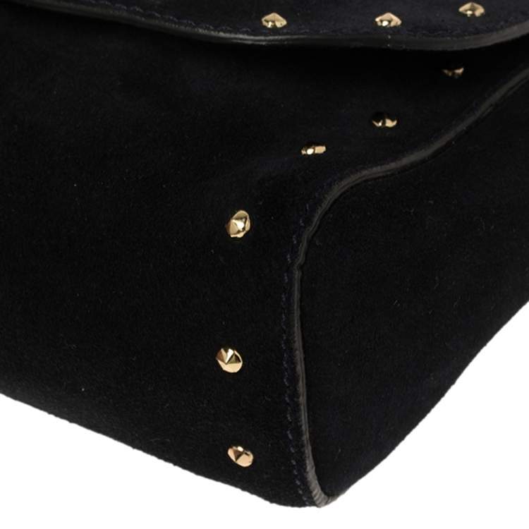 Pre Owned Mulberry Navy Blue Suede Mini Lily Crossbody Bag