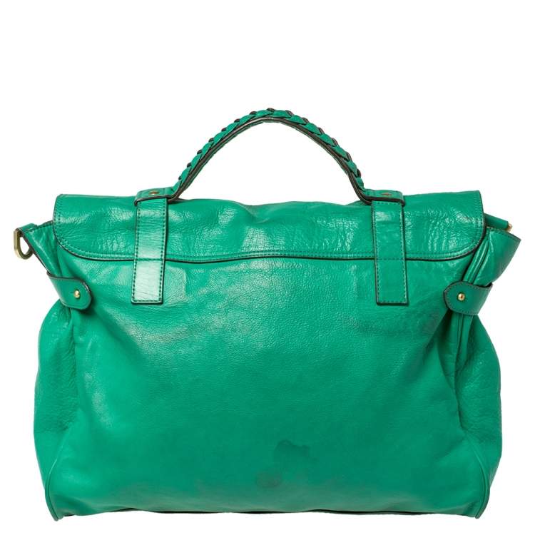 مملوكة مسبقًا Mulberry Green Leather Oversized Alexa Satchel