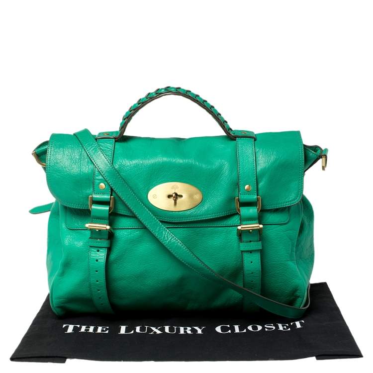 مملوكة مسبقًا Mulberry Green Leather Oversized Alexa Satchel