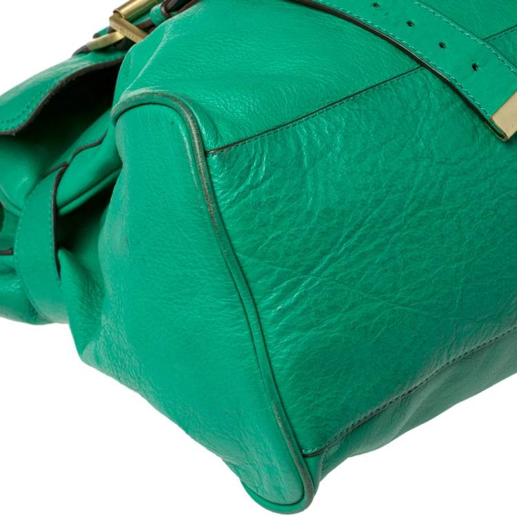 مملوكة مسبقًا Mulberry Green Leather Oversized Alexa Satchel