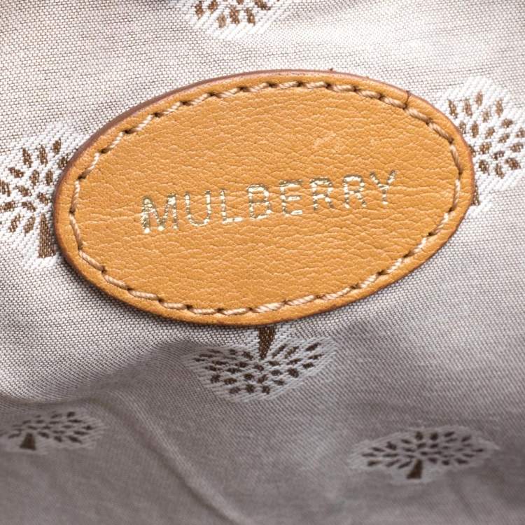 Pre Owned Mulberry Brown Leather Fold Over Turnlock Clutch